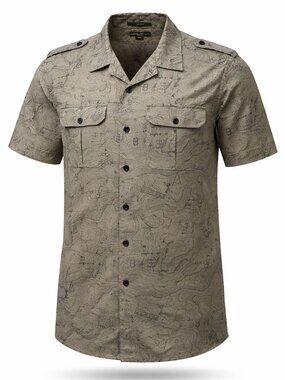 Eddie Bauer Shirt Mens Tall XL Topographic Map Print Button Up Hiking